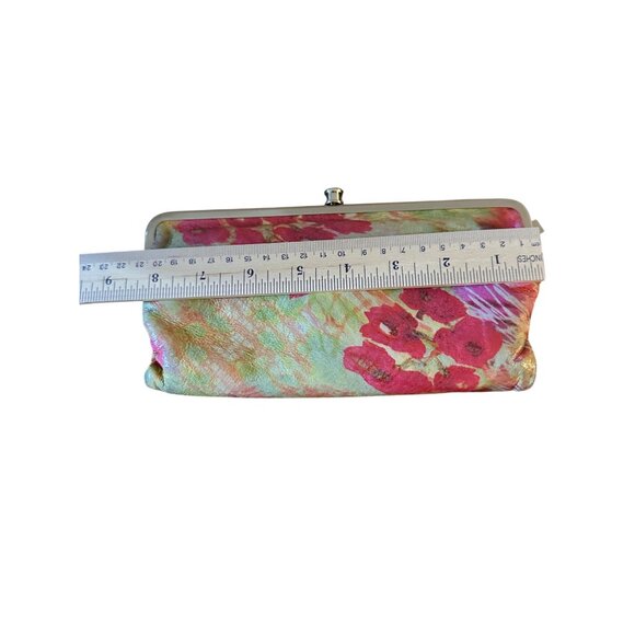 Artsy Hobo International Floral Clutch Leather Wallet  Kiss Lock Closure & Pink - Picture 7 of 10